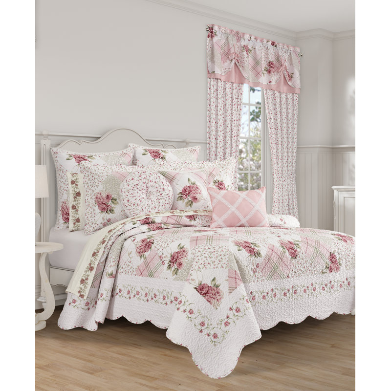 King Rose Reversible Cotton Quilt Set with Shams