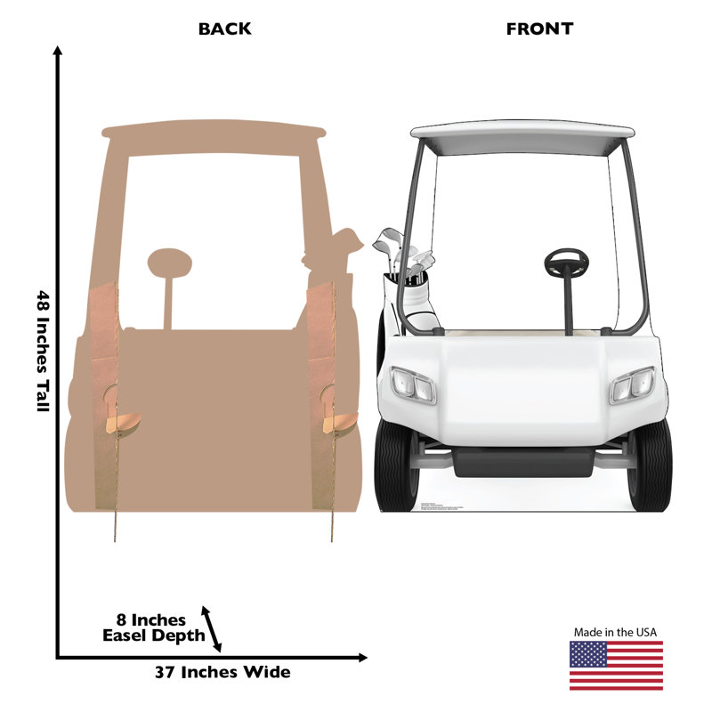 Life-Size White Cardboard Golf Cart Stand-in