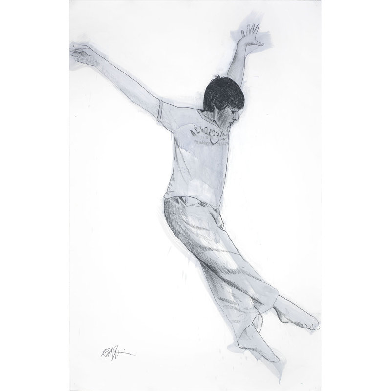Jumping Boy by Robert Robinson - Wrapped Canvas Painting Print