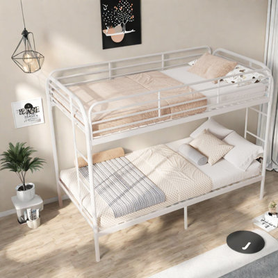 Lits superposés gain d'espace avec rangement, lit superposé moderne en métal blanc pour une personne