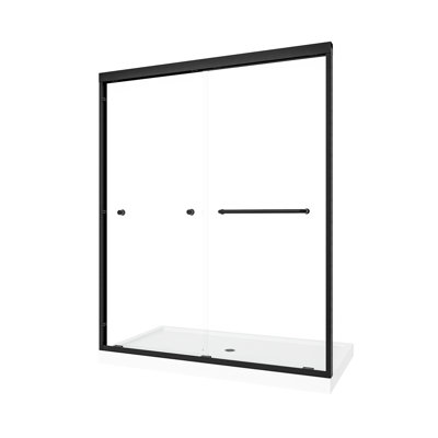Porte de douche coulissante à double dérivation 55 "à 60", noir mat, cadre en aluminium, verre trempé de 6 mm, résistant aux nanos, utilisation dans la salle de bain de style américain