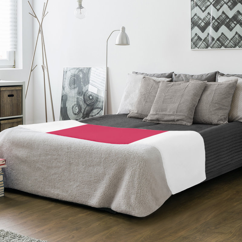 Quilted Throw Blanket, 60" W x 80" L, White/Red/White