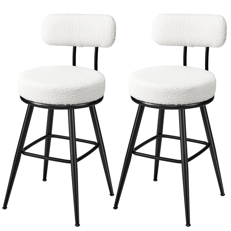 Ensemble de 2 tabourets pivotants 360 ° avec dossier (ensemble de 2), Blanc