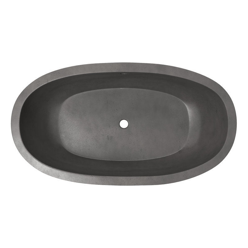 Avalon NativeStone Freestanding Soaking Cement Bathtub, Slate, 22" H x 36" W x 66" L