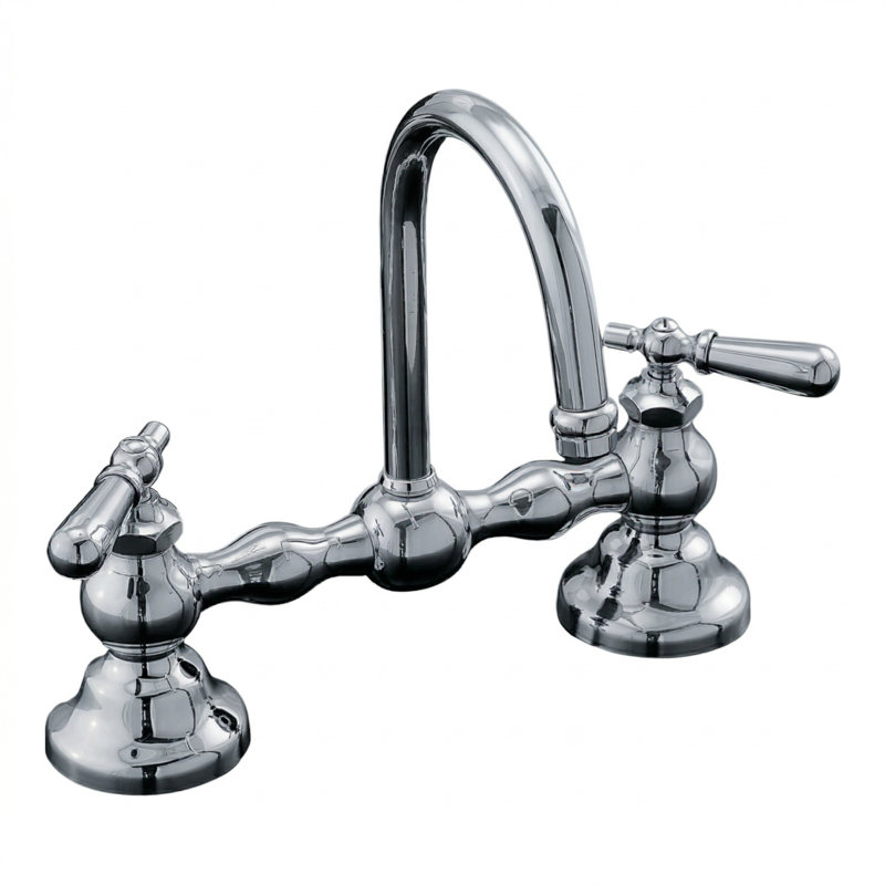 Robinet de salle de bain à 2 poignées avec drain P0557, Chrome