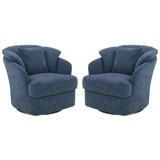 Set Of 2 Accent Chairs, Metal Ring Barrel Chairs Mid Century Modern Fabric Accent Chairs, Swivel Barrel Chairs With Soft Padded Armrest, Oversized Swivel Chairs For Living Room, Bedroom, Waiting Room, Office