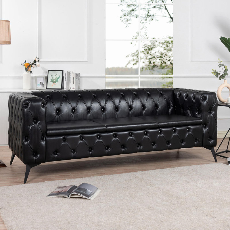Canapé 3 places à coussin carré amovible de 84,06 po de largeur
