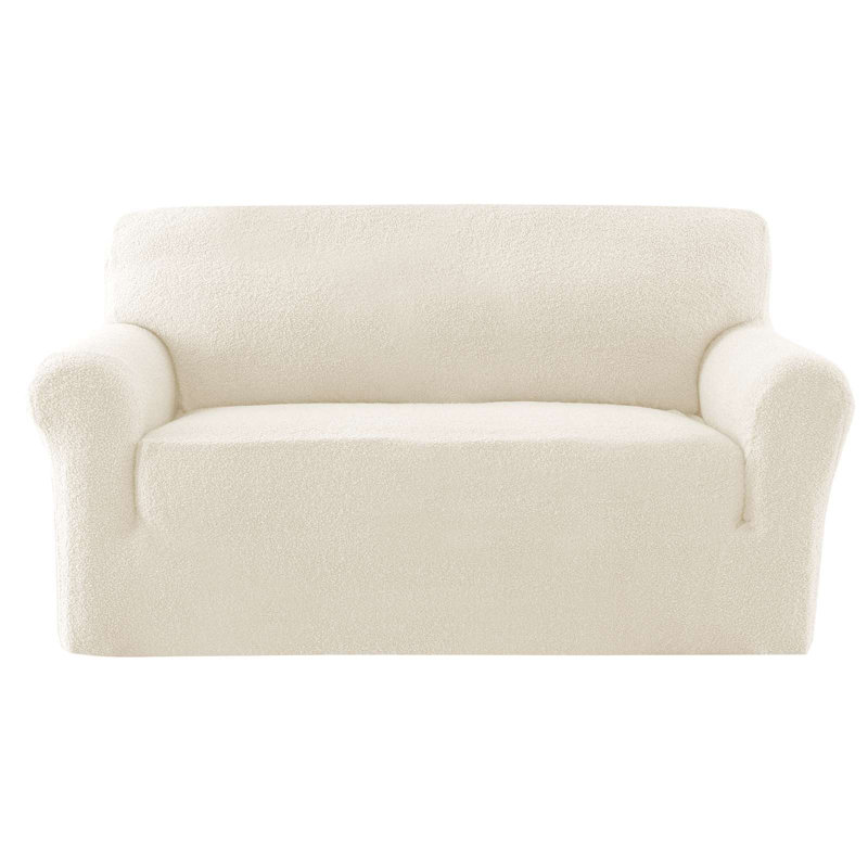 Housse de canapé en peluche élastique avec siège imperméable et lavable à la machine, H 40 po x l 66 po, Crème