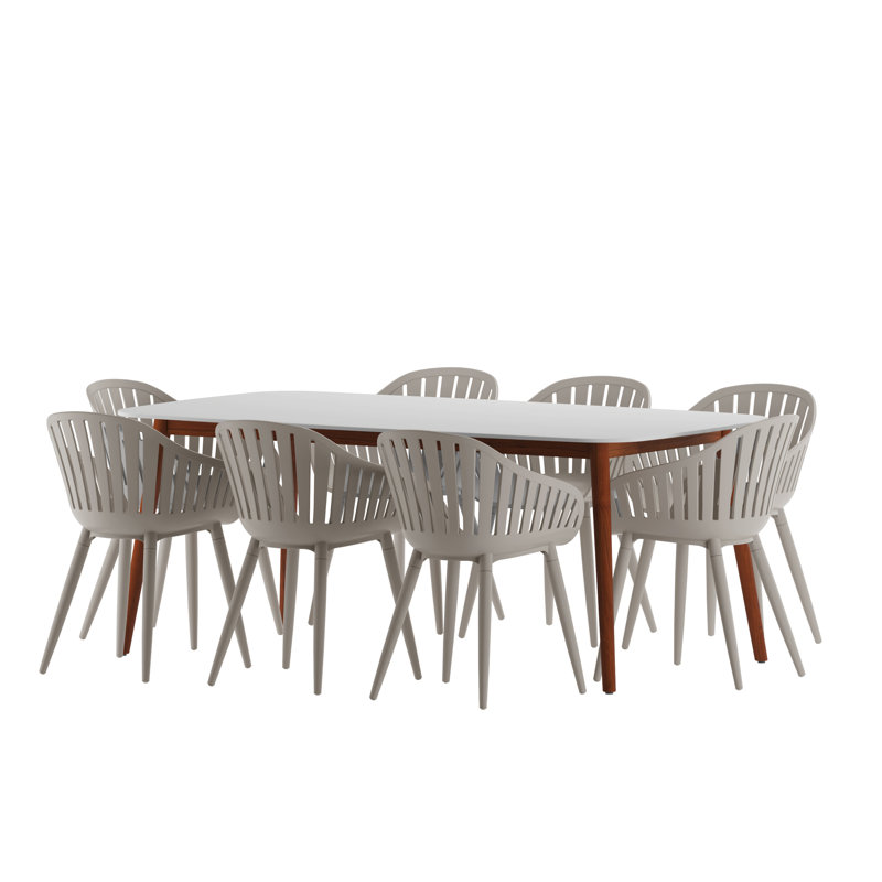 Alyisa 8 - Person Patio Dining Set Rectangular Table, Gray