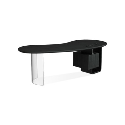 Black+Clear Curved Solid Wood+Iron+Acrylic desks