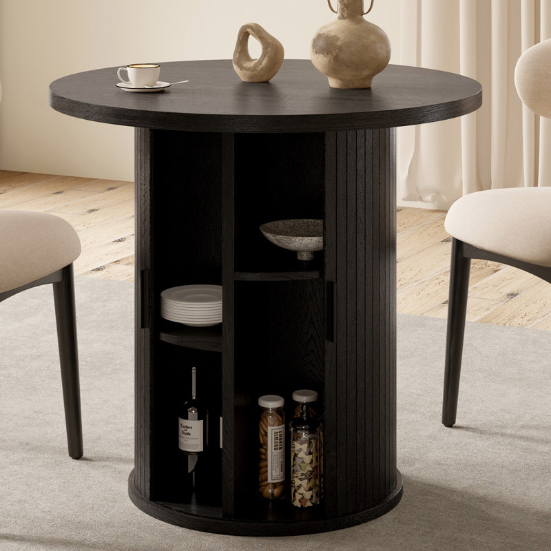 Ensemble de table de salle à manger 31,5 "/ 47" en bois avec tablette de rangement semi-ouverte, comprenant 2 à 4 chaises rembourrées en tissu