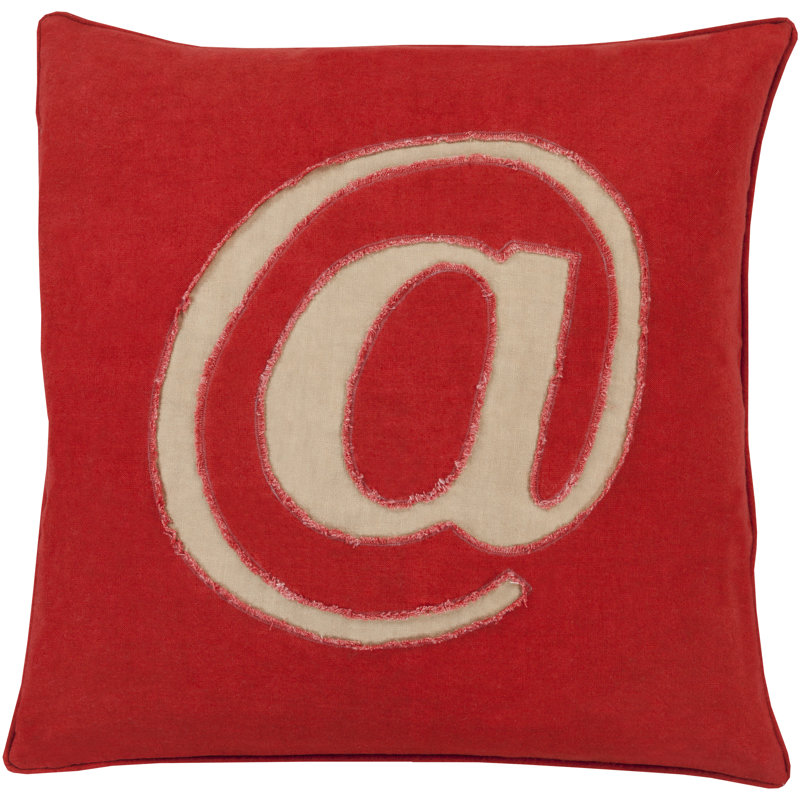 Pillow Cover, 22" H x 22" W x 4" D, Red, Down