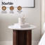 Table de bout ronde contemporaine en marbre avec base piédestal cannelée