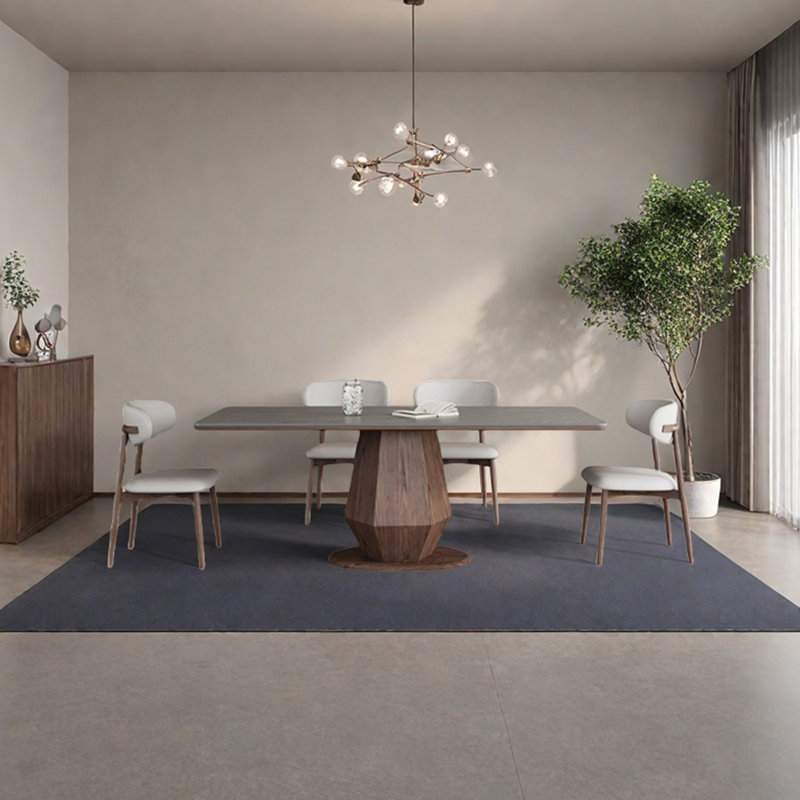 Gray sintered stone dining table set, 29.53"H x 59.06"L x 31.5"W