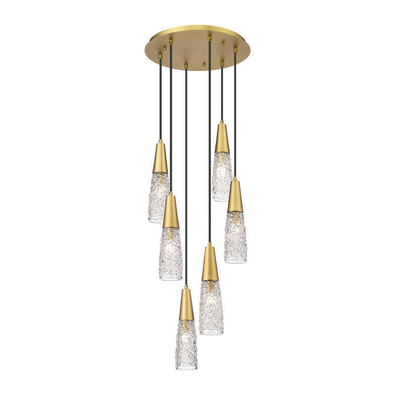 Godbee - Luminaire suspendu à cordon 6 lumières 14 ", Laiton brossé