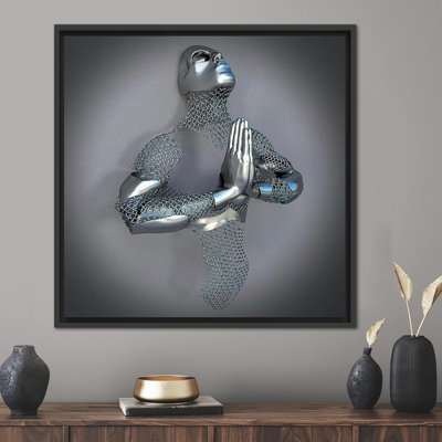 Art abstrait argenté sur toile métallique 3D