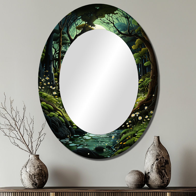 Miroir mural vert traditionnel Forest Enchanted Forest Pastoral I, 40 po x 30 po