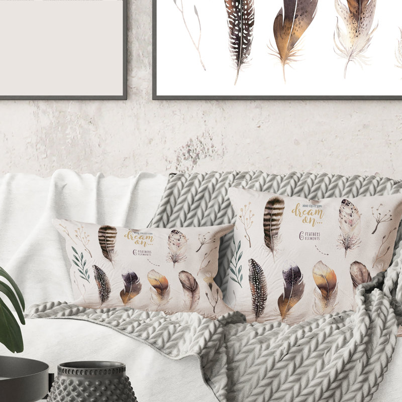 Coussin imprimé orange bohème et éclectique