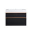 30 po Meuble-lavabo mural noir avec comptoir en acrylique intégré blanc et lavabo non assemblé-118343022
