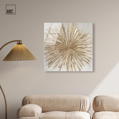 Art zen doré à l'acrylique, art naturel, prêt à être suspendu