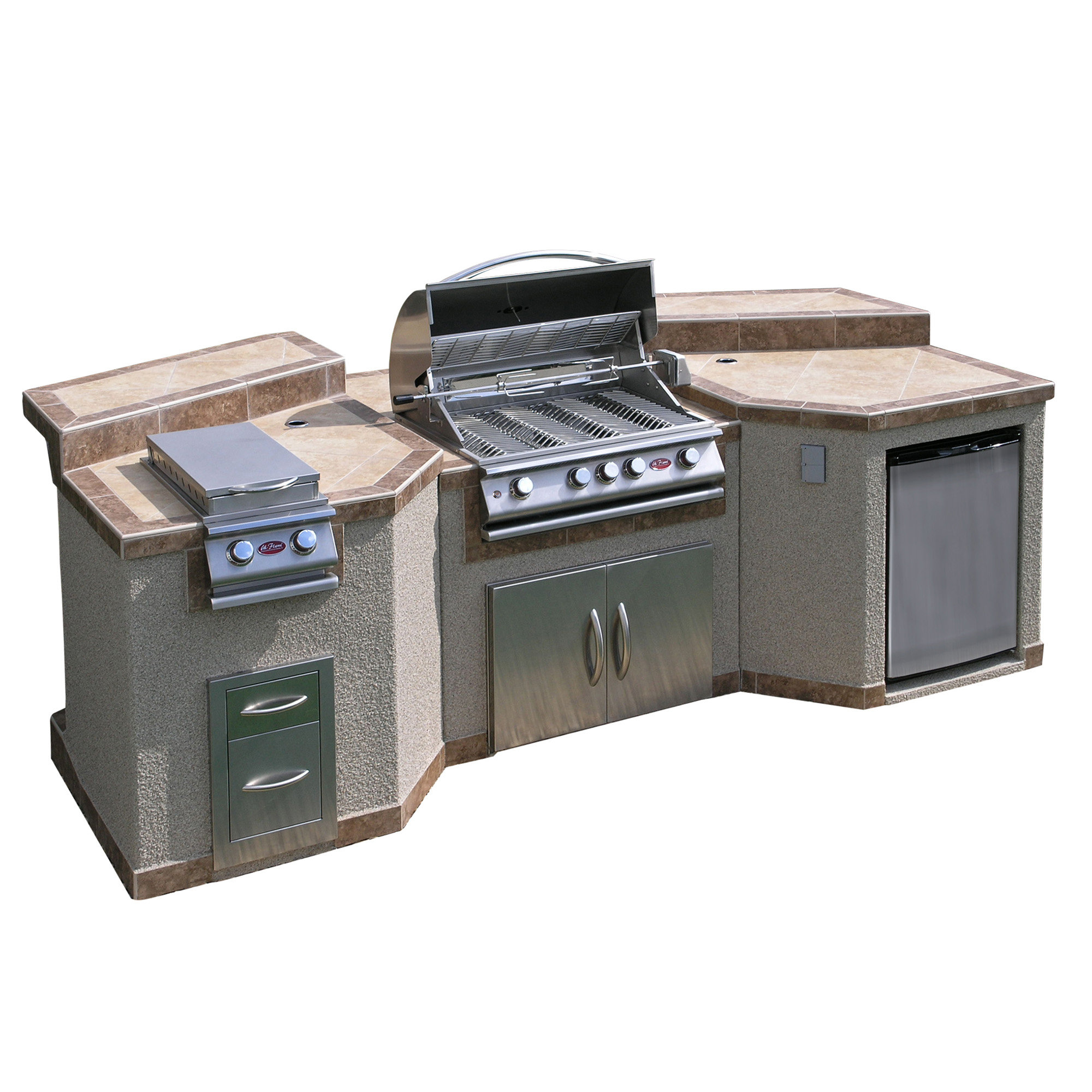 91 3-Piece 4-Burner Propane/Natural GAS BBQ Grill Island Kokomo Grills