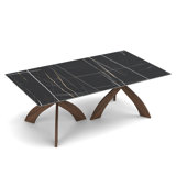Entwine - Rectangular 48IN x 84IN Macchia Vecchia Stone Top Table - Natural Walnut Finish