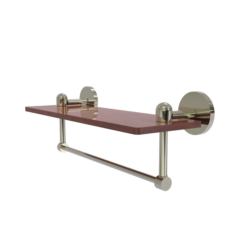 Tablette murale unie bois ironwood Itzhak, H 5 po x l 16 po x P 5 po, Nickel poli