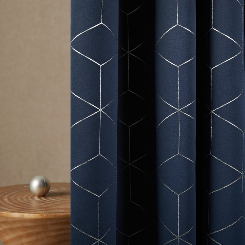 Bost Room Darkening Thermal Curtains, Navy Blue, Width 168 x Drop 138 cm