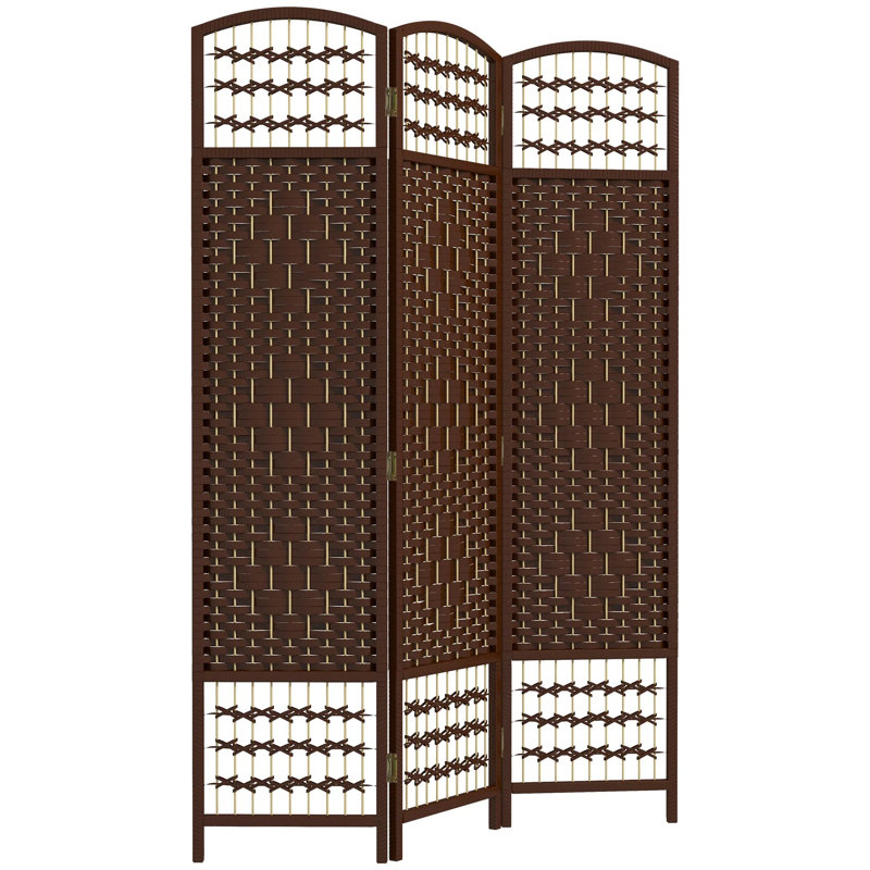 47.2 " W x 66.9 " H 3 - Panel Bamboo / Rattan and Solid Wood Folding Room Divider