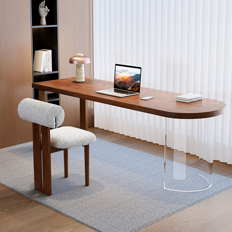 Bureau rectangulaire en bois massif noyer, 29.53" H x 70.87" W x 23.62" D