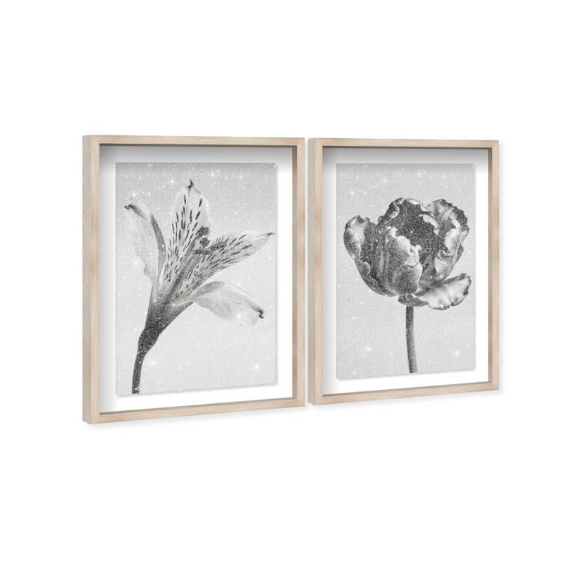 Peeking Flowers Set Set by Oliver Gal, 25" H x 17" W, Natural Oak Shadowbox