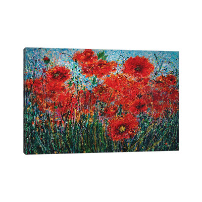 Wild Grass And Poppies Pollock Inspiration II by Lena Owens - Wrapped Canvas Painting
