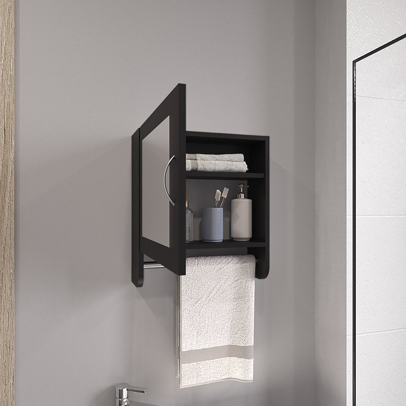 Armoire à pharmacie blanche à miroir avec porte-serviettes, H 19,7 po et l 17,7 po, deux tablettes intérieures pour la cuisine de la salle de bain, armoire simple avec rangement X, blanc, étagère incluse et unité compacte