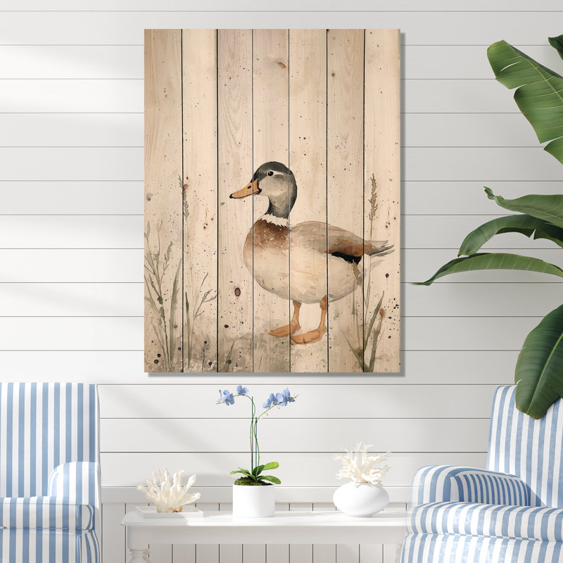 «Waddling Feet», art mural moderne sur bois de pin naturel, H 32 po x l 24 po