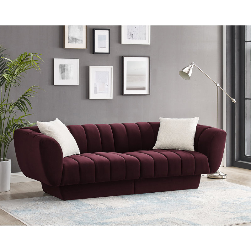 Charlotte 224Cm Velvet Rolled Arms Chesterfield Sofa, Lavender