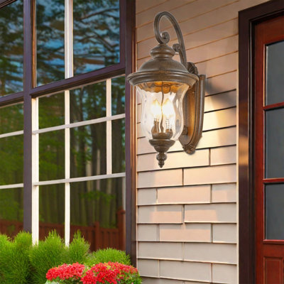 Vintage Porch Lights Outdoor Weatherproof Exterior Lighting Fixtures With Clear Glass Shade Wall Lights
