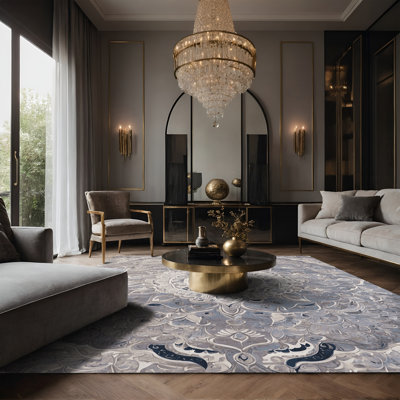 Tapis gris soyeux et moelleux