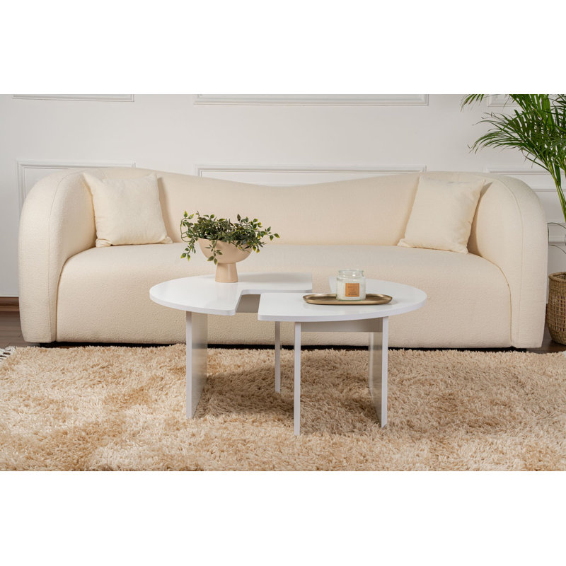 Coffee Table, 65.2cm H x 99.6cm W x 11.4cm D, Natural White