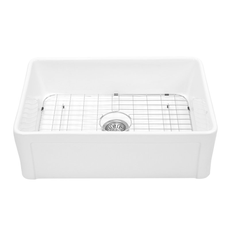 Évier de cuisine à une cuve en argile réfractaire avec un trou de robinet de 30 po de largeur