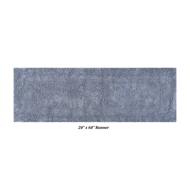 Rozanne Reversible Cotton Bath Rug, Silver, 20" x 60" Runner