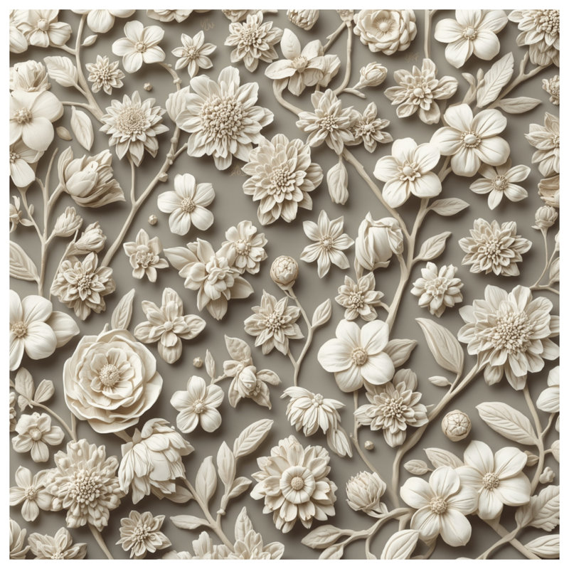Édredon complexe floral beige, Grand lit