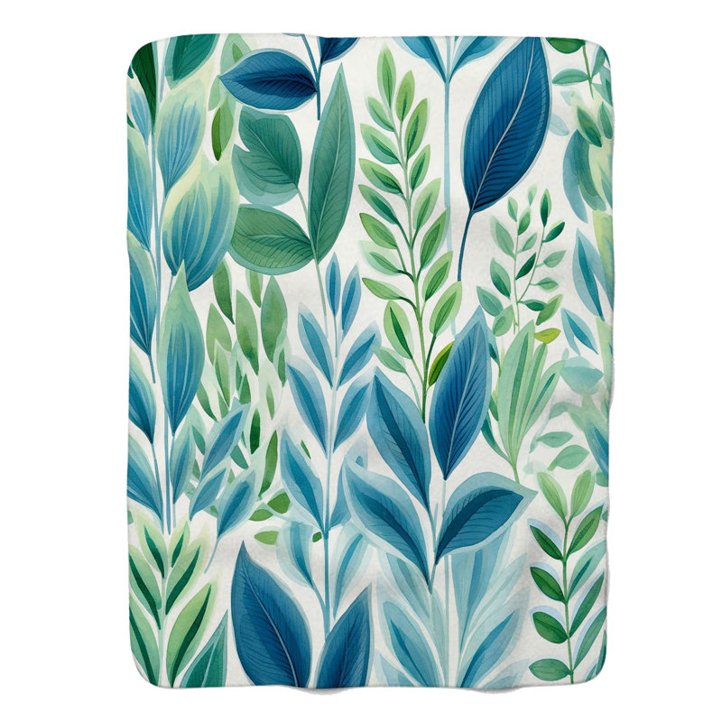 Botanical Textures - Couverture en sherpa de qualité supérieure 1 pièce, Grand lit