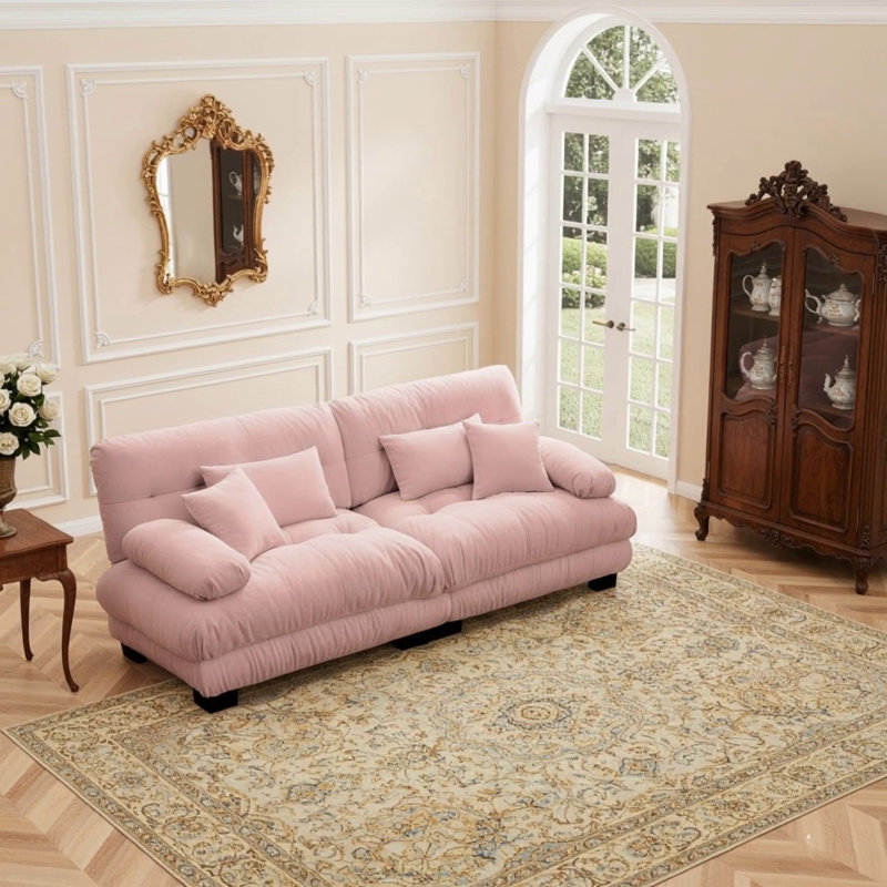 Canapé Cloud pour salon en tissu chenille avec coussins lombaires et coussins décoratifs, H 35,4 po x l 94,4 po x P 36 po, 2