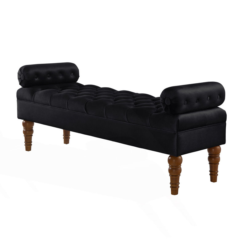 Upholstered Long Bed Bench With Tufted Buttons