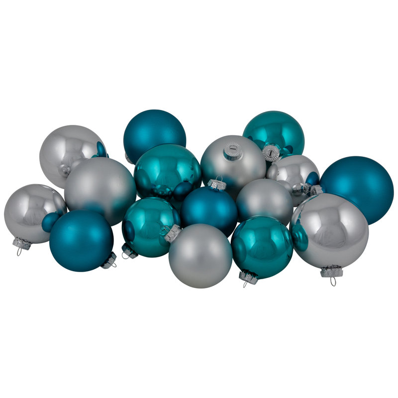 Ornements en forme de boule de Noël 72 carats à 2 finitions, Turquoise / Argent
