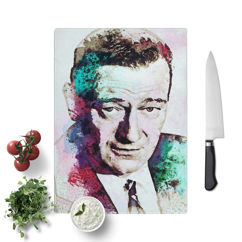 Glass John Wayne in Abstract Chopping Board, 39 cm W x 28.5 cm L