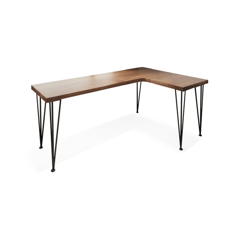 62.99" Brown L-Shaped Solid Wood Desks, Right Hand Return, 29.53" H x 70.87" W x 47.24""D