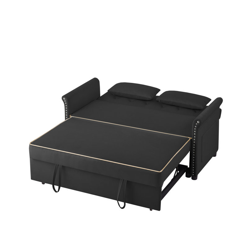 Black Velvet Sleeper Sofa Bed