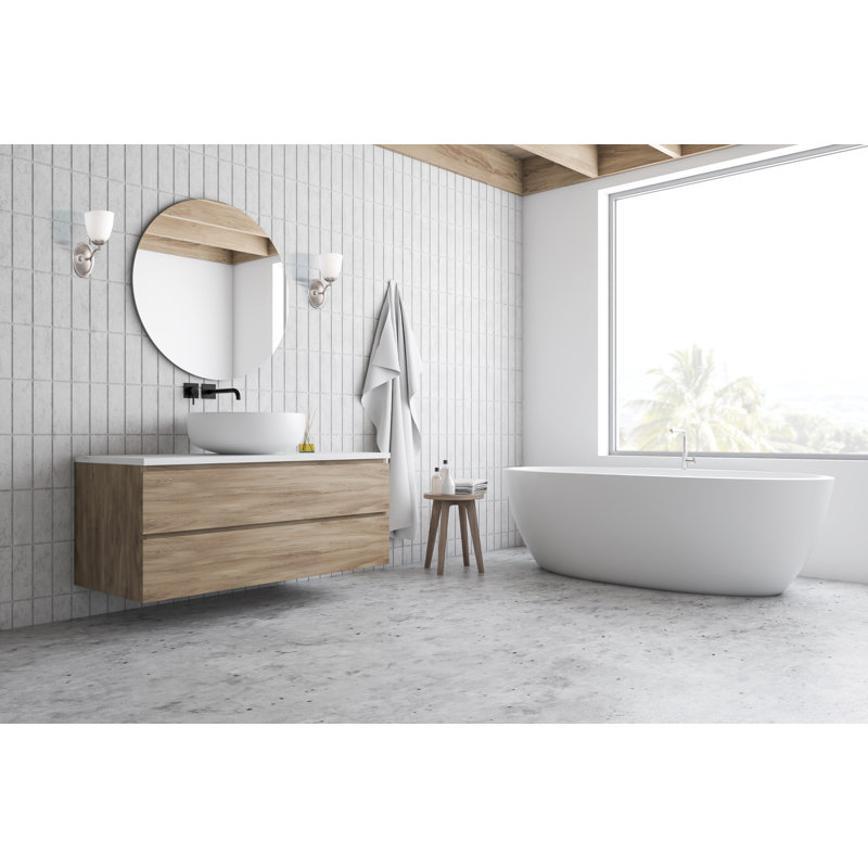 Applique murale 1 lumière pour salle de bain Minidoka, Nickel brossé, A19