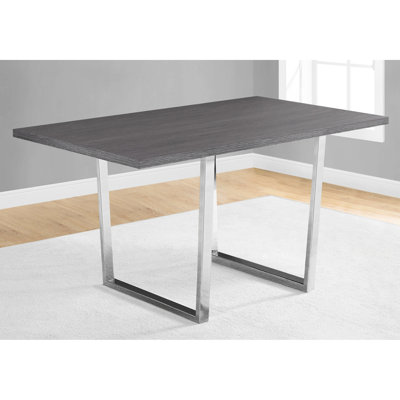 Modern 60" Rectangular Table, Grey Laminate Top, Metal Leg Mounting Part Element, For Dining Room & Kitchen, Seats 4 Contemporary Table 60", Legs, Suits Kitchen Room,
